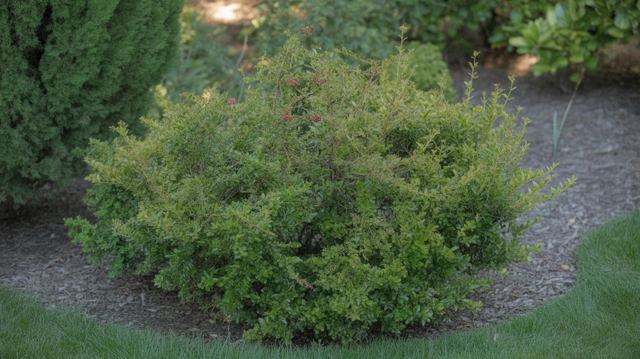 Clipped boxwood hedge with small evergreen leaves forming a formal garden edge
