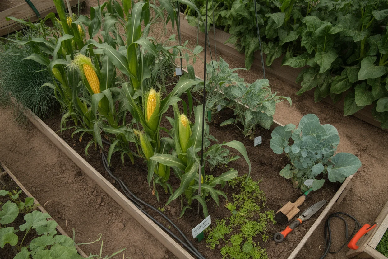 Fresh ear of sweet corn opened to show plump kernels and pale silks