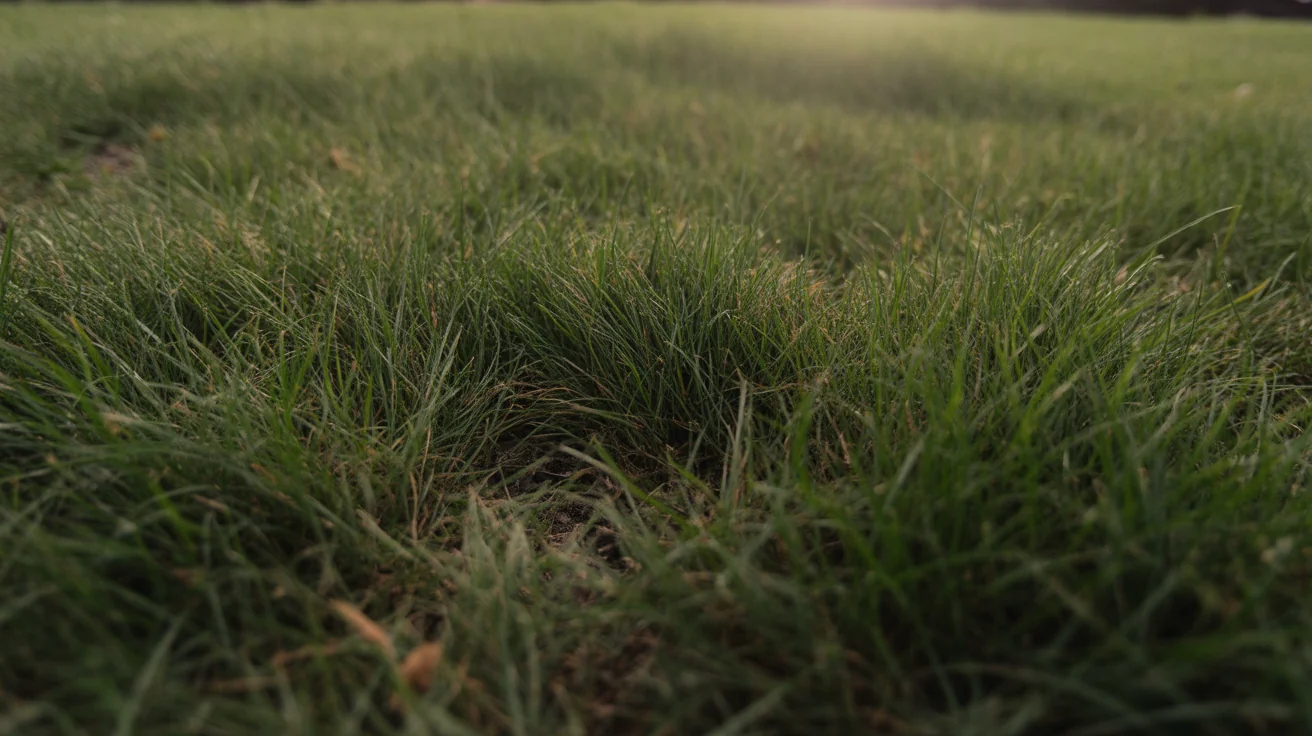 Close view of fine fescue blades with a soft, thin texture.