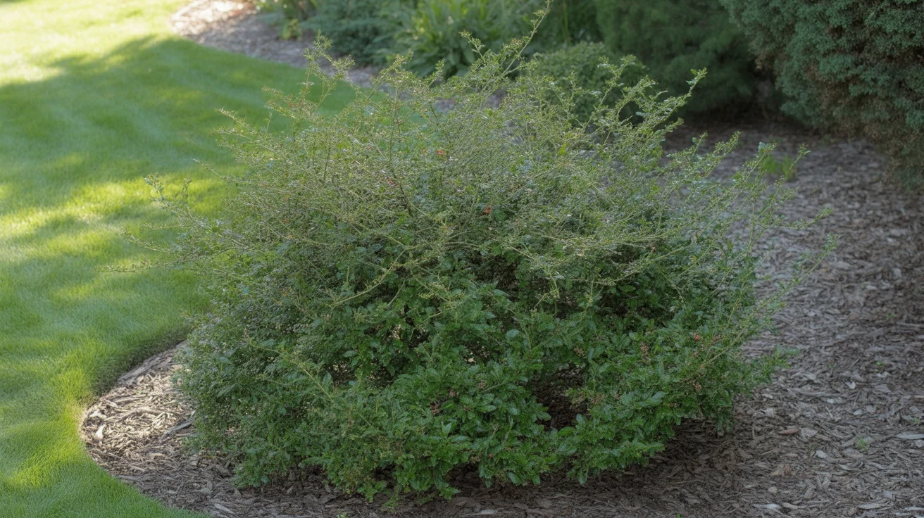 Holly shrub with glossy evergreen leaves and clusters of red winter berries