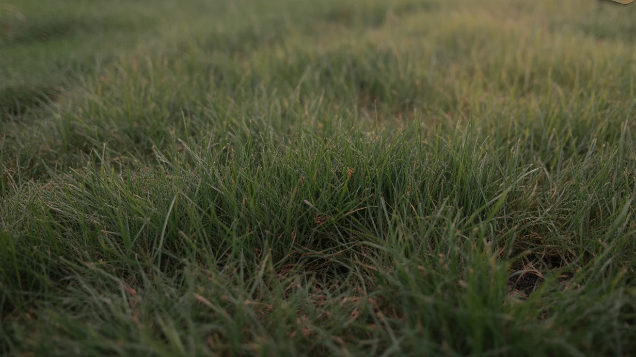 Close view of dense Kentucky Bluegrass turf with fine green blades.