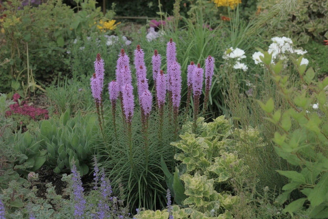 Liatris foliage and flowers showing growth habit for care reference