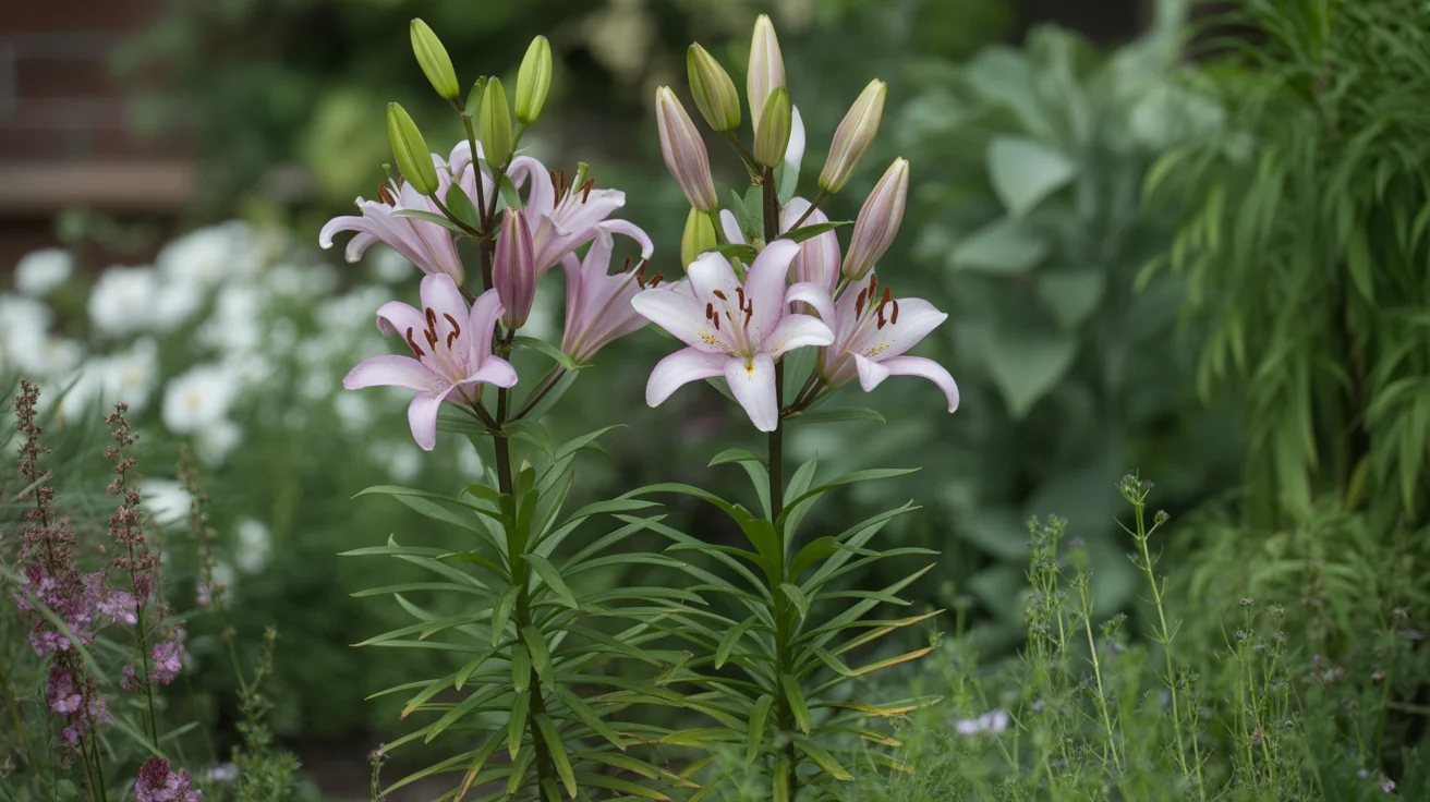 Lily plant in bloom in a garden setting