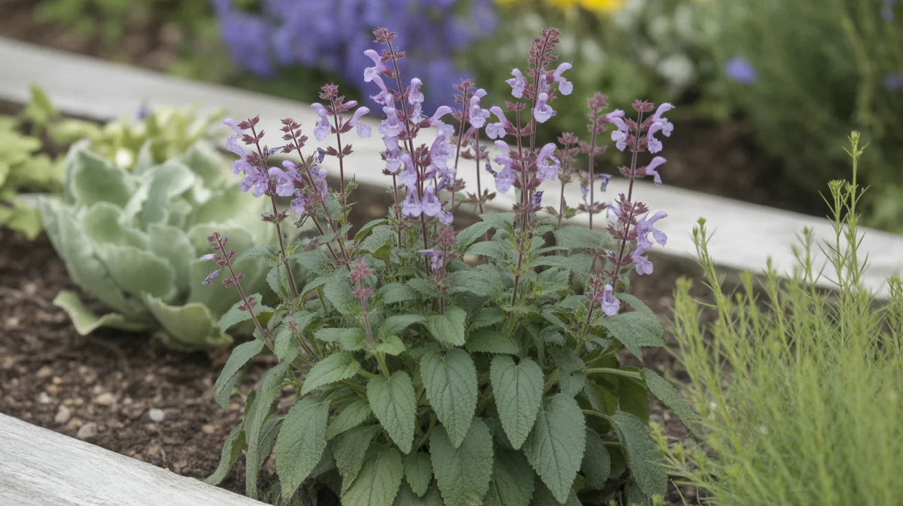 Salvia plant in bloom in a garden setting