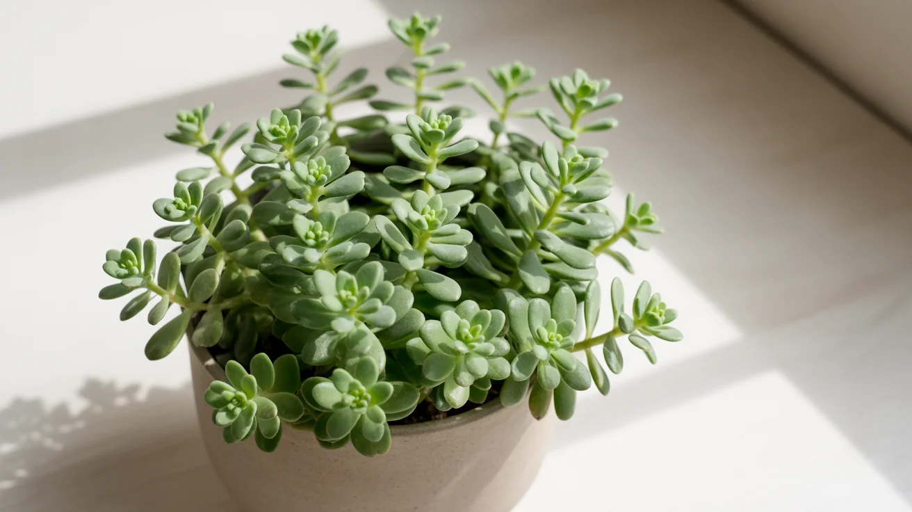 Sedum stonecrop groundcover spreading across a sunny rock garden with fleshy leaves