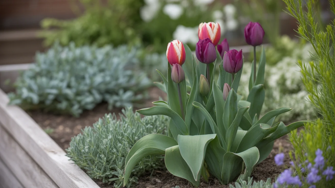 Tulip plant in bloom in a garden setting